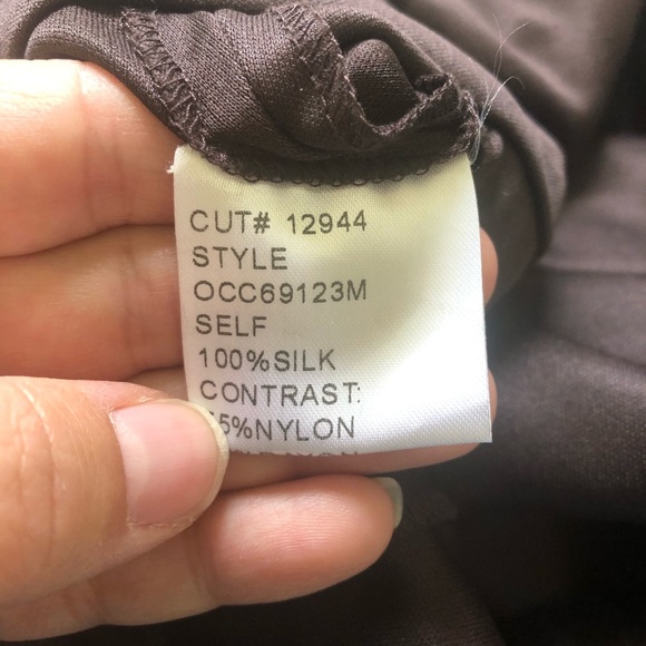 Tadashi Dark Brown Beaded Silk Cocktail Dress Sz 6 - Picture 7 of 8